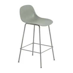 Muuto Bar Stools*Fiber Tube Bar Chair With Back Rest 75 Cm, Dusty Green