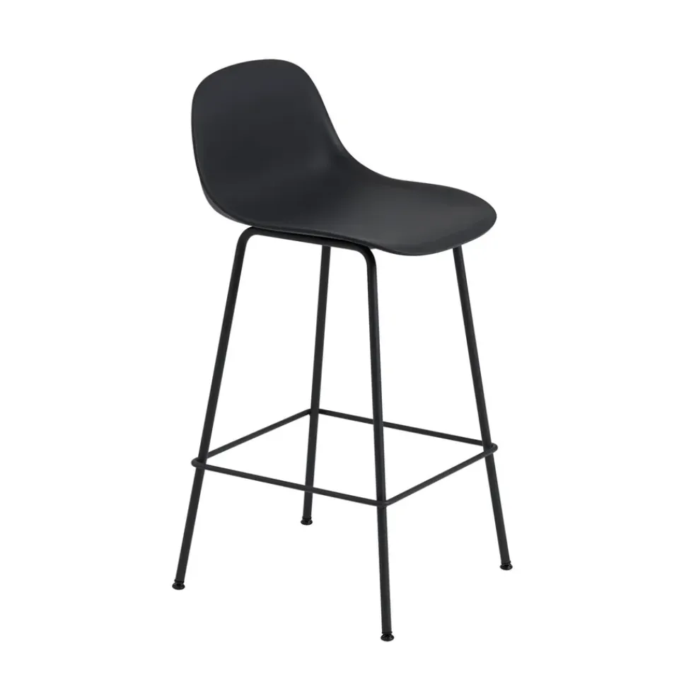 Muuto Bar Stools*Fiber Tube Bar Chair With Back Rest 65 Cm, Black