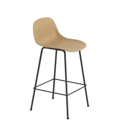 Muuto Bar Stools*Fiber Tube Bar Chair With Back Rest 65 Cm, Ochre-Black (plastic) Yellow