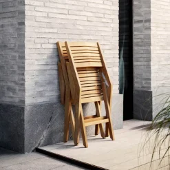 Cane-line Seating|Balcony Furniture*Flip folding chair, Teak, with armrests Brown