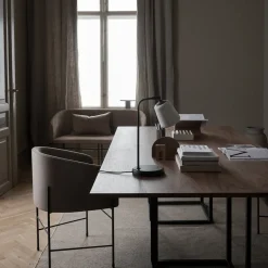 New Works Dining Tables*Florence rectangular dining table, Natural oak. black stand Beige