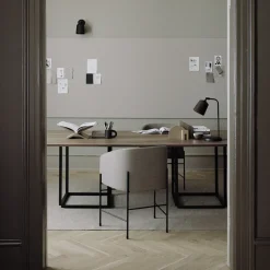 New Works Dining Tables*Florence rectangular dining table, Walnut. black stand Brown