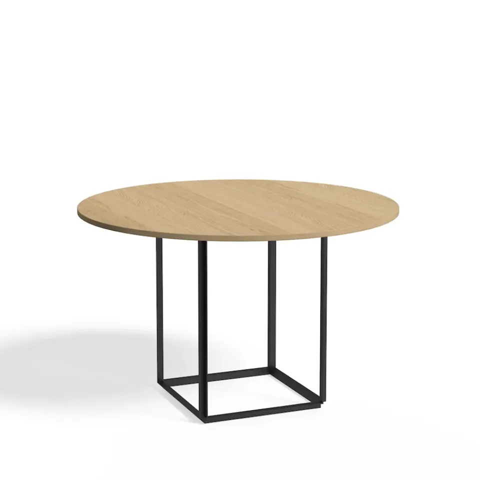 New Works Dining Tables*Florence round dining table, Natural oak. ø120 cm. black stand Beige