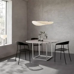 New Works Dining Tables*Florence round dining table, Natural oak. ø120 cm. black stand Beige