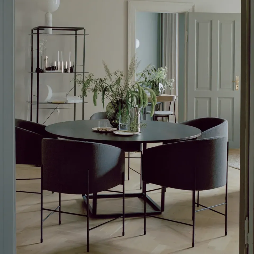 New Works Dining Tables*Florence round dining table, ruivina marble. ø120 cm. black stand Grey
