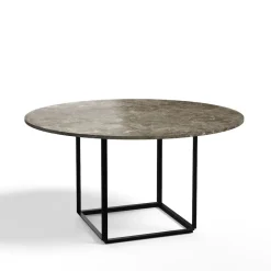 New Works Dining Tables*Florence round dining table, Gris du marais marble. ø145 cm. black stand Grey