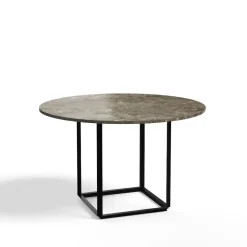 New Works Dining Tables*Florence round dining table, Gris du marais marble. ø120 cm. black stand Grey