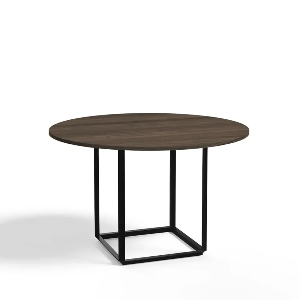 New Works Dining Tables*Florence round dining table, Walnut. ø120 cm. black stand Brown