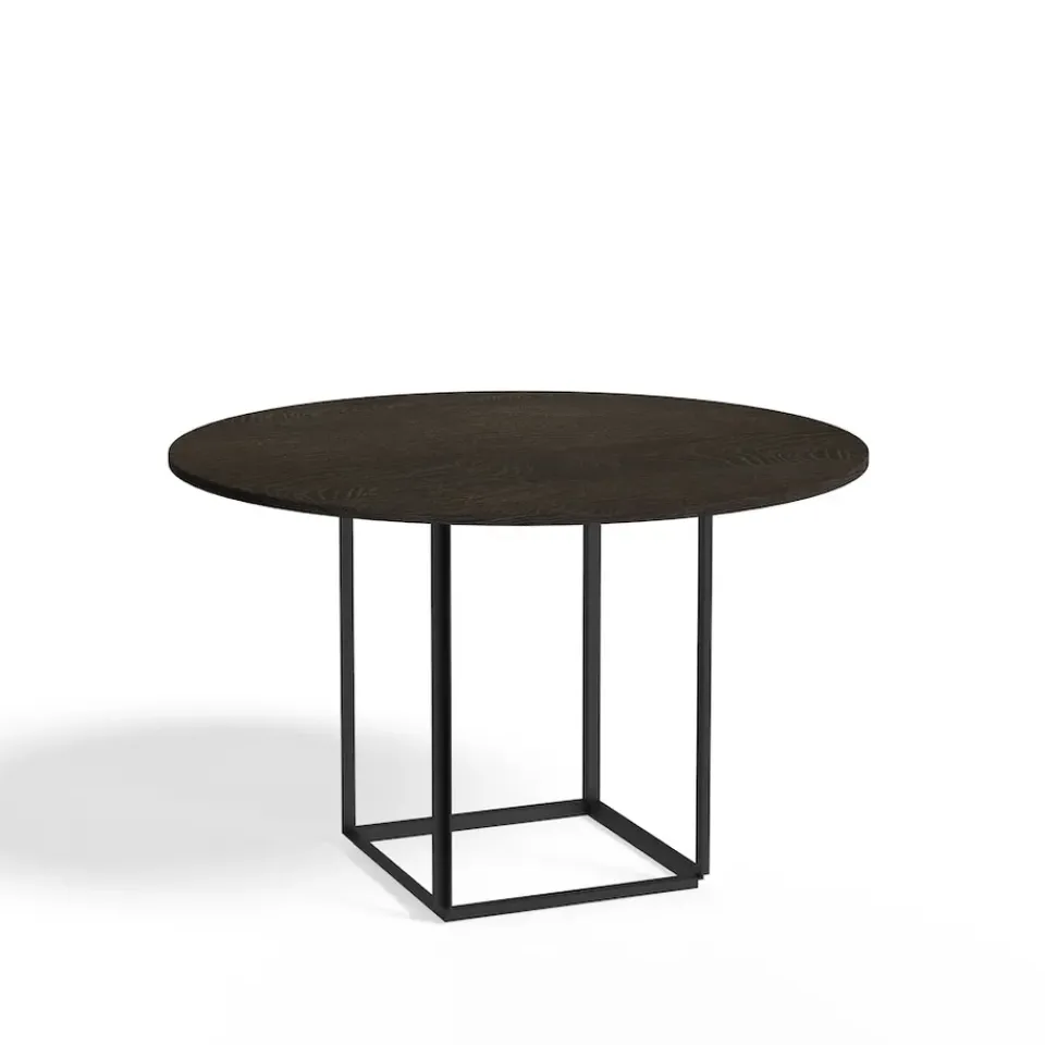 New Works Dining Tables*Florence round dining table, Smoked oak. ø120 cm. black stand Beige