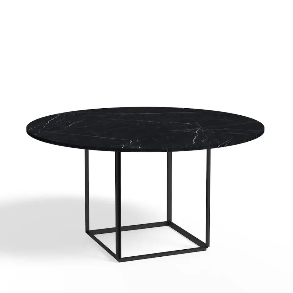 New Works Dining Tables*Florence round dining table, marquina marble. ø145 cm. stand Black