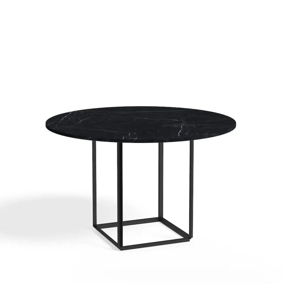 New Works Dining Tables*Florence round dining table, marquina marble. ø120 cm. stand Black