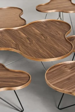 Swedese Coffee Tables*Flower mono table Special Edition 107x114 cm, H45 cm-lacquered walnut-black lacquered steel Brown