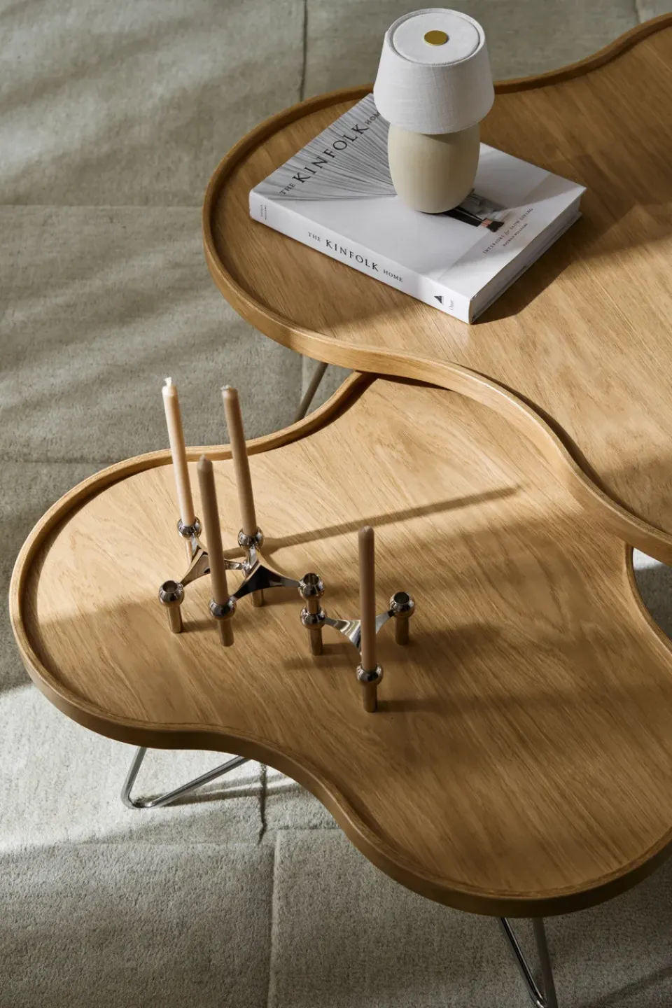 Swedese Coffee Tables*Flower mono table 62x66 cm, Oak nature, 39cm, chrome base Beige