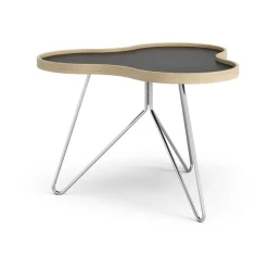 Swedese Coffee Tables*Flower table 62x66 cm, 45 cm, -oak edge-chrome base Black