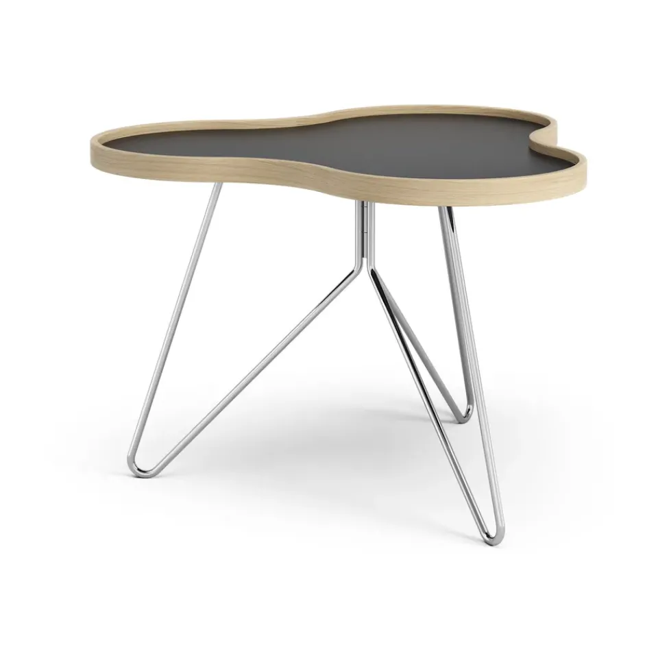 Swedese Coffee Tables*Flower table 62x66 cm, 45 cm, -oak edge-chrome base Black