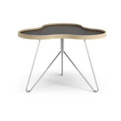 Swedese Coffee Tables*Flower table 62x66 cm, 45 cm, -oak edge-chrome base Black