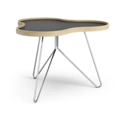 Swedese Coffee Tables*Flower table 62x66 cm, 45 cm, -oak edge-chrome base Black