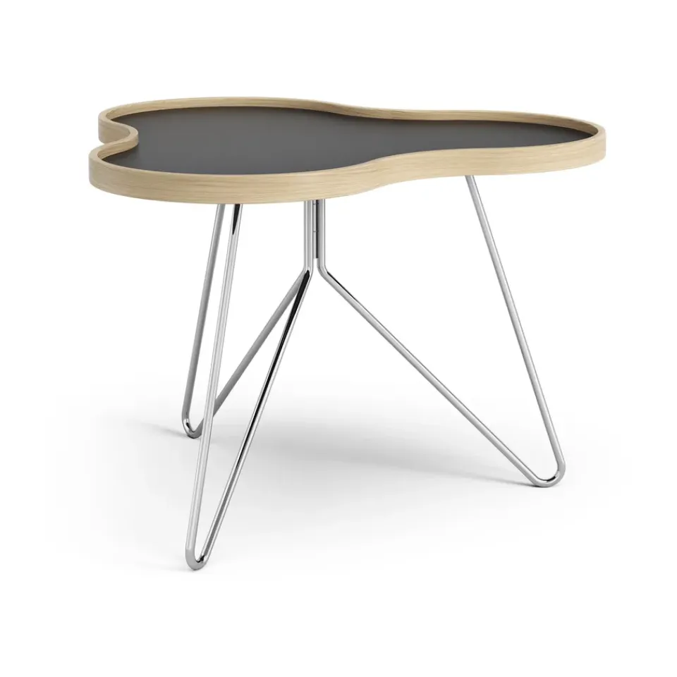Swedese Coffee Tables*Flower table 62x66 cm, 45 cm, -oak edge-chrome base Black