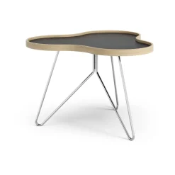 Swedese Coffee Tables*Flower table 62x66 cm, 45 cm, -oak edge-chrome base Black