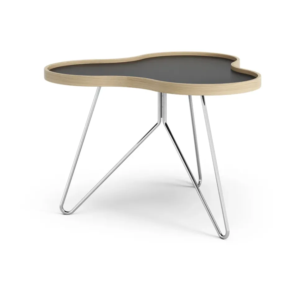 Swedese Coffee Tables*Flower table 62x66 cm, 45 cm, -oak edge-chrome base Black