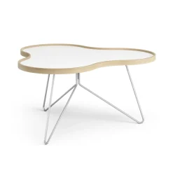 Swedese Coffee Tables*Flower table 84x90 cm, 45 cm--oak edge-chrome White