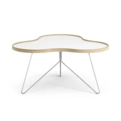 Swedese Coffee Tables*Flower table 84x90 cm, 45 cm--oak edge-chrome White