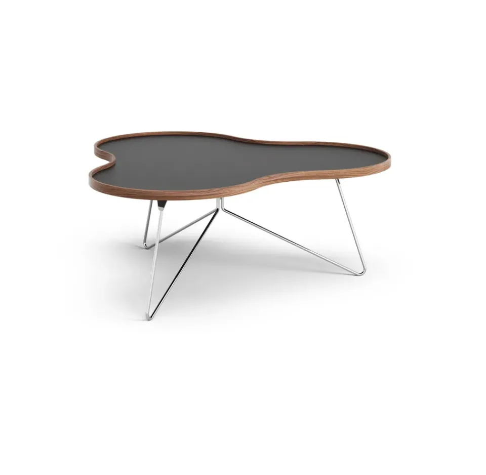 Swedese Coffee Tables*Flower table 107x114 cm, , 45cm, walnut edge, chrome stand Black