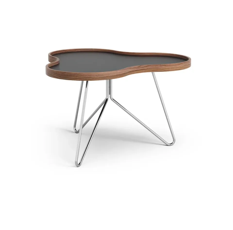 Swedese Coffee Tables*Flower table 62x66 cm, , 39cm, walnut edge, chrome base Black