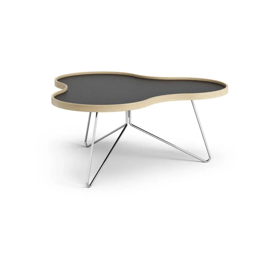 Swedese Coffee Tables*Flower table 84x90 cm, , 39cm, oak edge, chrome base Black