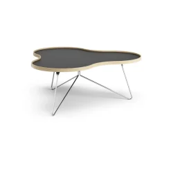 Swedese Coffee Tables*Flower table 107x114 cm, , 45cm, oak edge, chrome stand Black