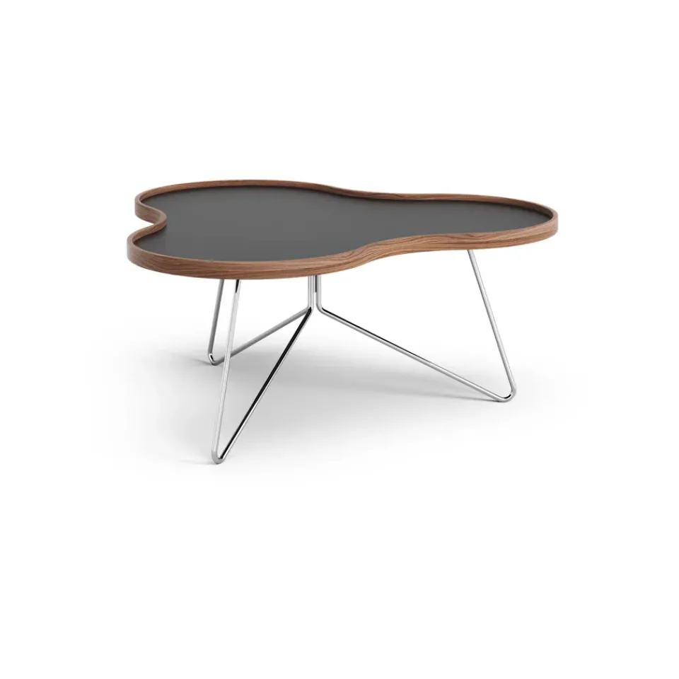 Swedese Coffee Tables*Flower table 84x90 cm, , 39cm, walnut edge, chrome base Black