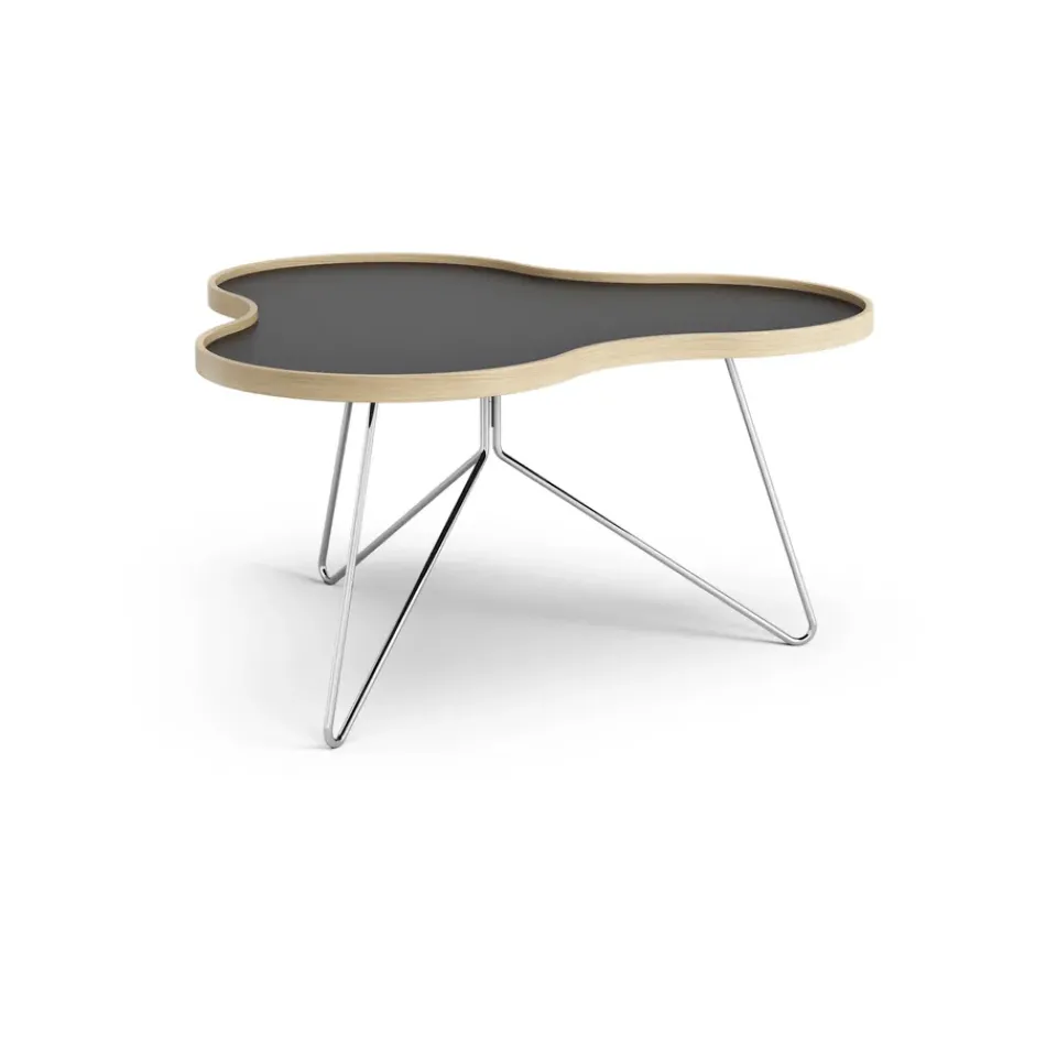 Swedese Coffee Tables*Flower table 84x90 cm, , 45cm, oak edge, chrome base Black