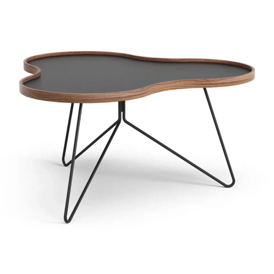 Swedese Coffee Tables*Flower table 84x90 cm, H45--walnut edge- stativ Black