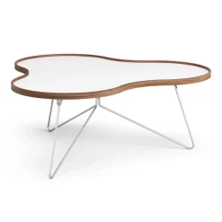 Swedese Coffee Tables*Flower table 107x114 cm, H45cm--walnut edge-chrome White