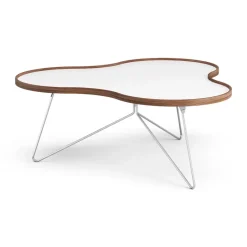 Swedese Coffee Tables*Flower table 107x114 cm, H45cm--walnut edge-chrome White