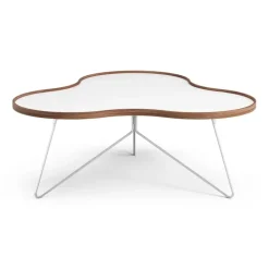 Swedese Coffee Tables*Flower table 107x114 cm, H45cm--walnut edge-chrome White