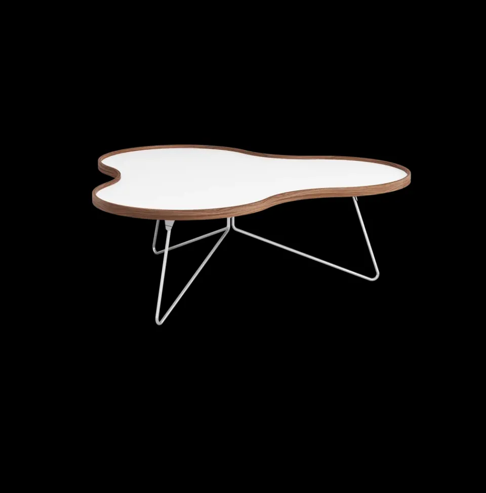 Swedese Coffee Tables*Flower table 107x114 cm, , 39cm, walnut edge, chrome stand White