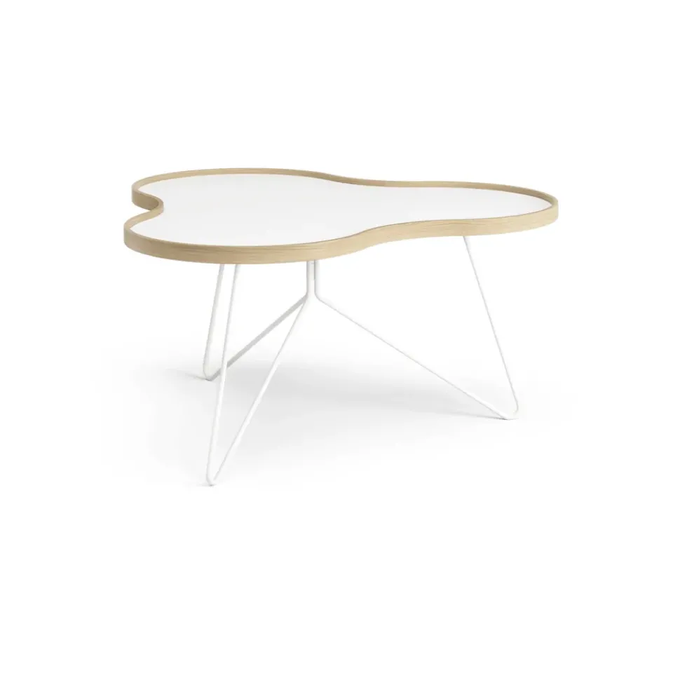 Swedese Coffee Tables*Flower table 84x90 cm, , 45cm, oak edge, base White