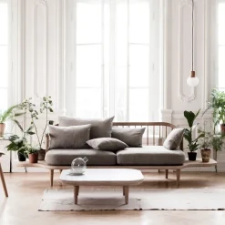 &Tradition Sofas*Fly SC3 sofa, Fabric hot madison 094 light . white oiled oak stand and side table Grey