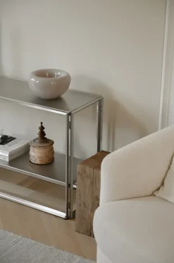 Kristina Dam Studio Dressers & Sideboards|T.V & Media Units*Foldable console 124x60 cm, Brushed stainless steel Silver-coloured