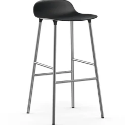 Normann Copenhagen Bar Stools*Form bar stool chrome leg 75 cm, Black