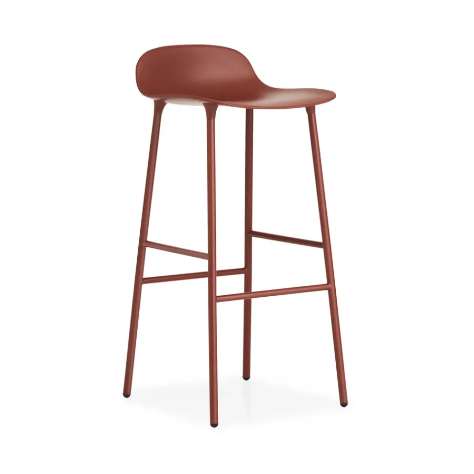 Normann Copenhagen Bar Stools*Form Barstool high, , -lacque steel legs Red