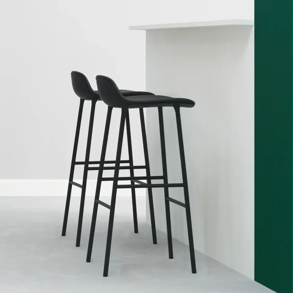 Normann Copenhagen Bar Stools*Form Barstool high, , -lacque steel legs Red