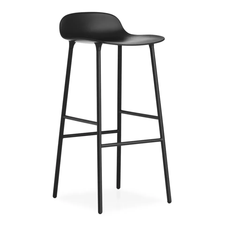 Normann Copenhagen Bar Stools*Form barstool metal legs 75 cm, Black