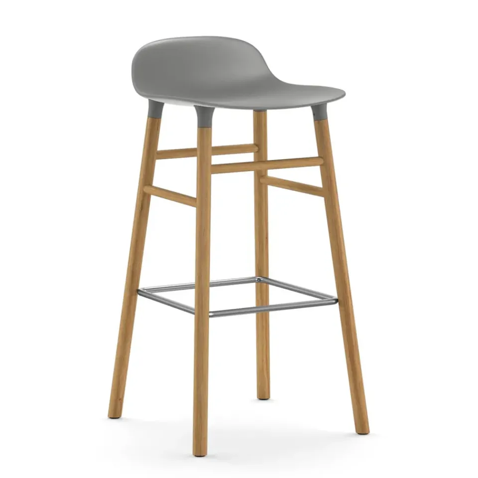 Normann Copenhagen Bar Stools*Form barstool oak legs 75 cm, Grey