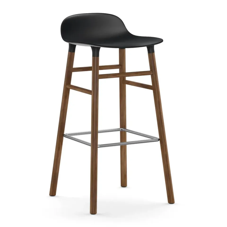 Normann Copenhagen Bar Stools*Form barstool walnut legs 75 cm, Black