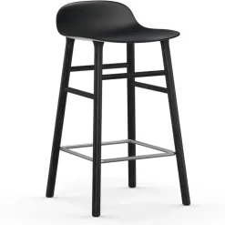 Normann Copenhagen Bar Stools*Form Chair barstool varnished oak legs 65 cm, Black Silver-colouredBlack