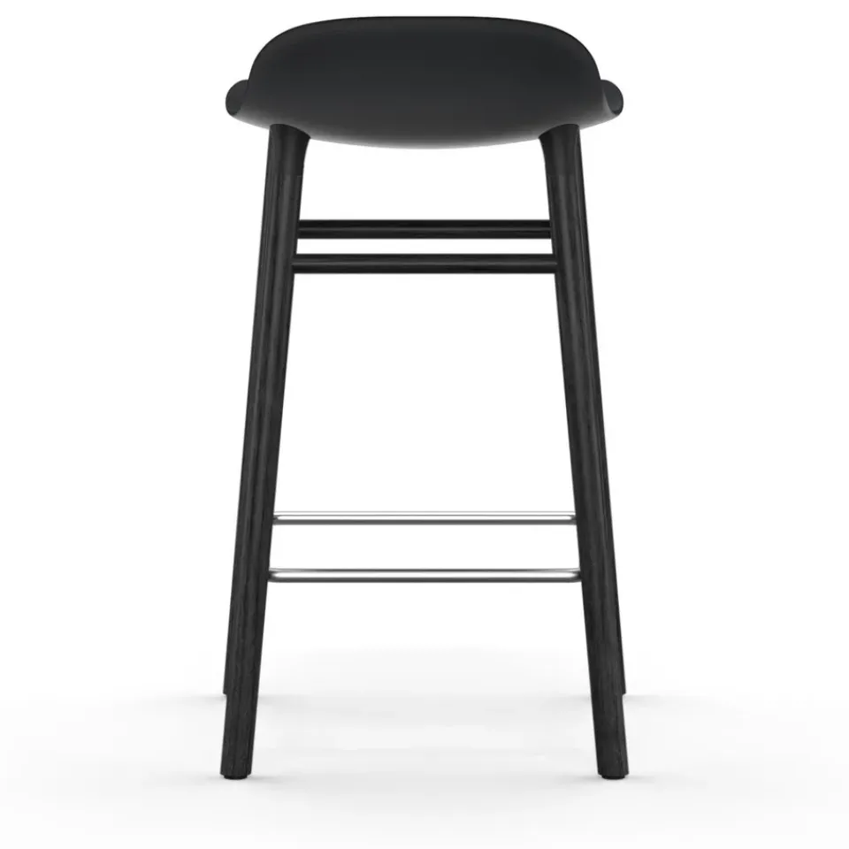 Normann Copenhagen Bar Stools*Form Chair barstool varnished oak legs 65 cm, Black Silver-colouredBlack