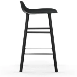 Normann Copenhagen Bar Stools*Form Chair barstool varnished oak legs 65 cm, Black Silver-colouredBlack