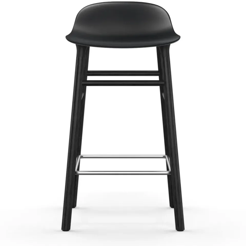 Normann Copenhagen Bar Stools*Form Chair barstool varnished oak legs 65 cm, Black Silver-colouredBlack